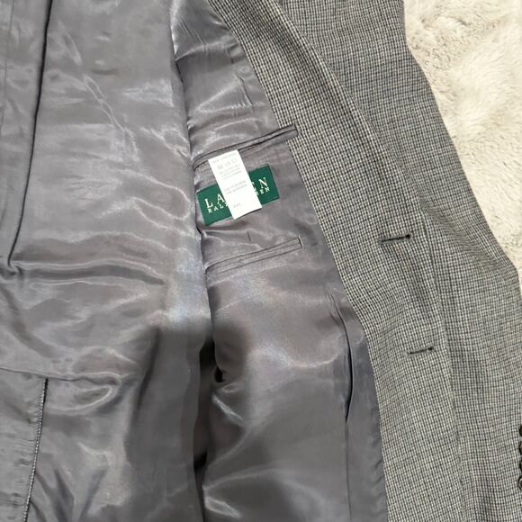 Lauren Ralph Lauren Men’s Houndstooth‎ Blazer 44S 100% Lambswool Gray Sport Coat - Picture 4 of 10